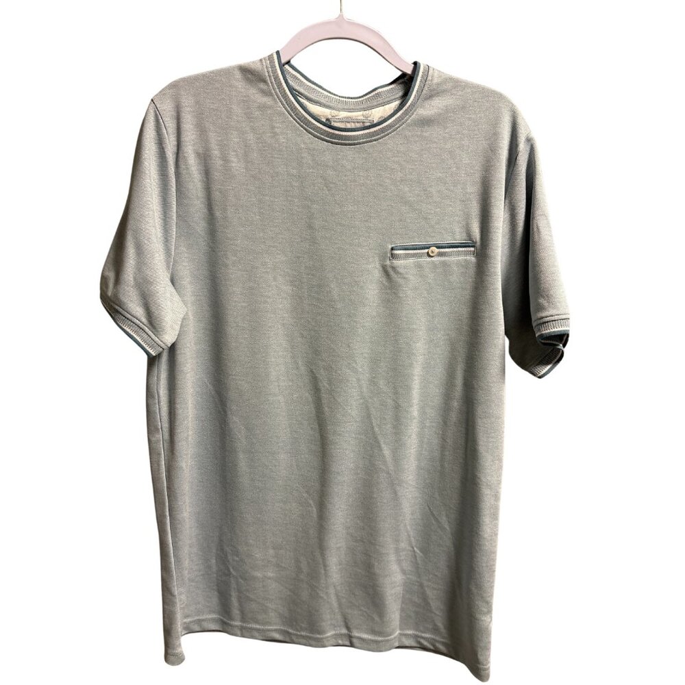 Men's Denim & Flower Crew Neck Short Sleeve - Size Large